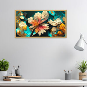 3D Multi Color Flower Canvas Wall Painting with Frame
