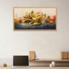 Abstract Floral Art Golden Botanical Leaves Canvas Wall Painting